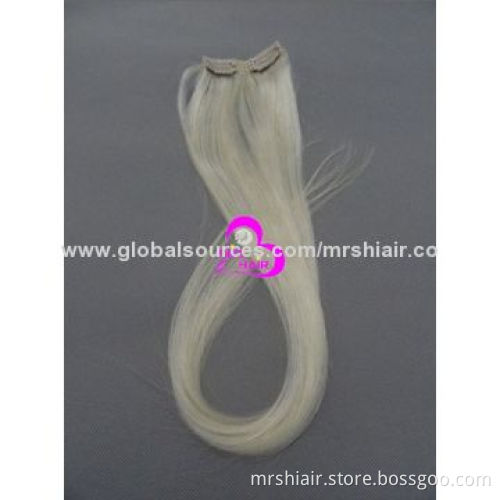 24" 60# White Blonde Full Head Remy Clip-in Indian Silk Straight Human Natural Hair Extension 7pcs